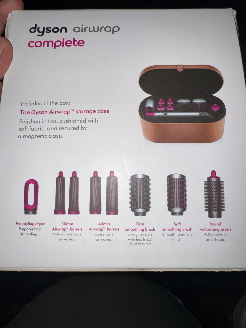 Dyson Airwrap Complete Tan Case with Pink-Accent Tools